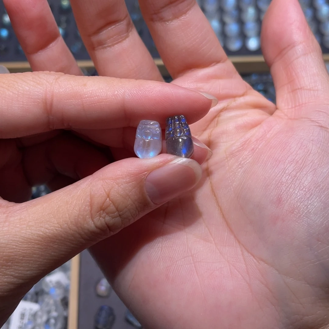 月光石手链未镶嵌梦***享蓝月光貔貅+灰月光貔貅