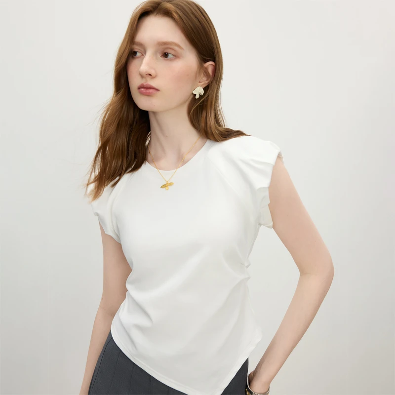 【金拐子专属】范思蓝恩花苞袖修身上衣25FS12757