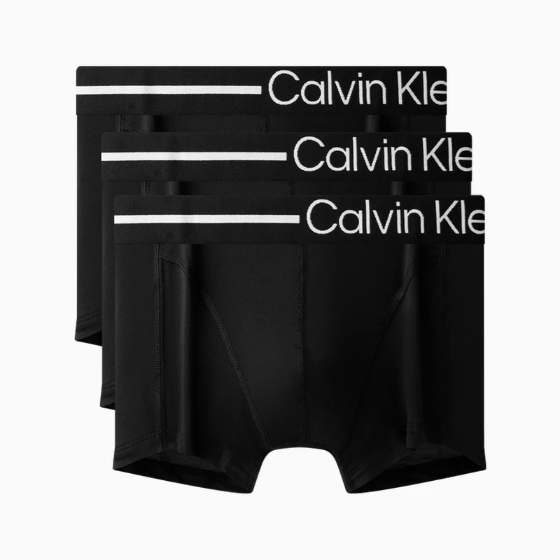 CK内衣男士三条装撞色提花腰边低腰顺滑微弹防夹臀四角裤平角内裤