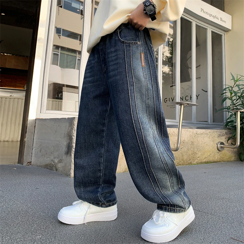 痞帅男童裤子春秋款2025新款儿童秋装牛仔裤大童秋季休闲长裤宽松