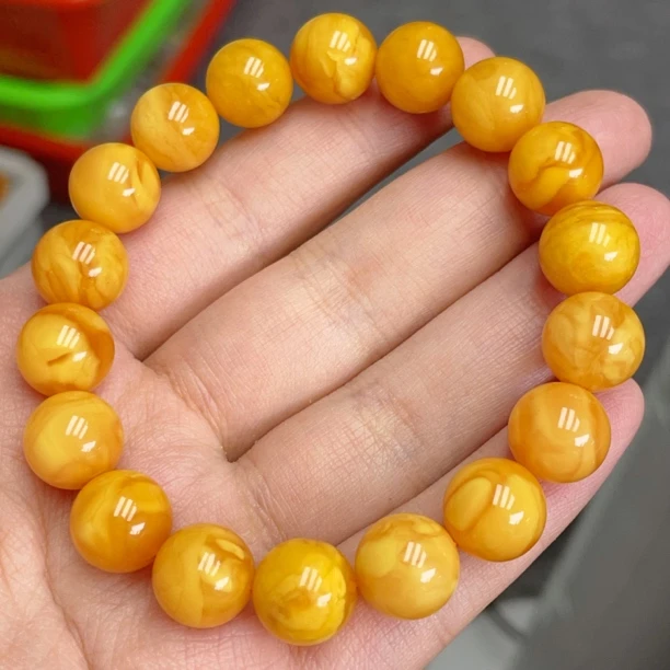 蜜糖色妖孽白花11➕蜜蜡圆珠手串