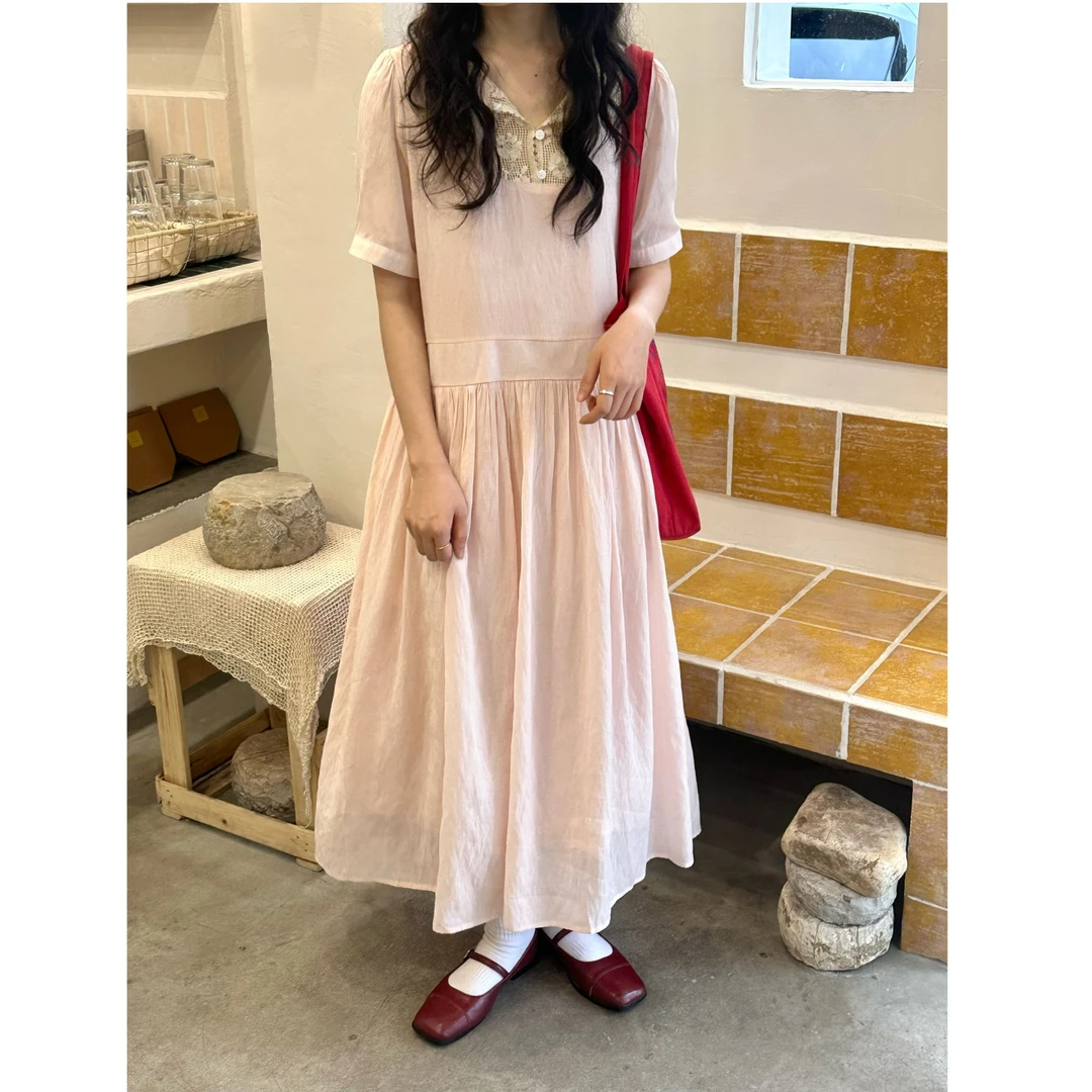 【娇俏】连衣裙温柔减龄少女感蕾丝翻领拼接夏季连衣裙