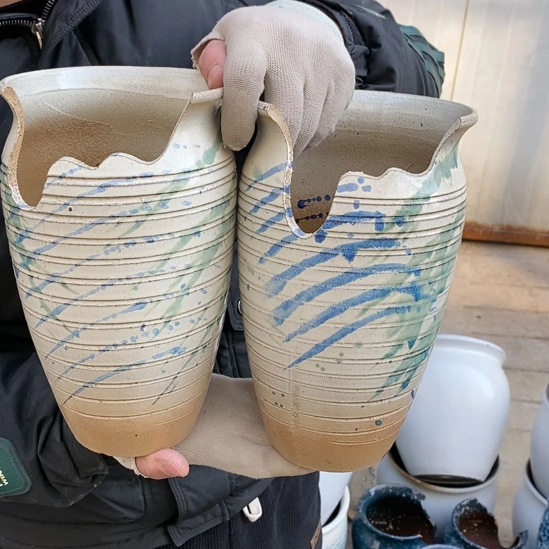 紫砂花盆瑕疵口15高25瑕疵