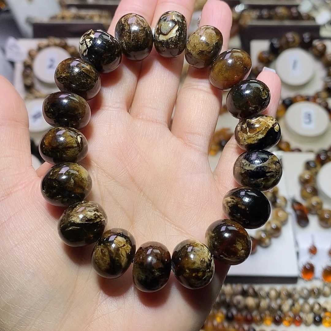 码***特琥珀未镶嵌裸石熊猫花15+