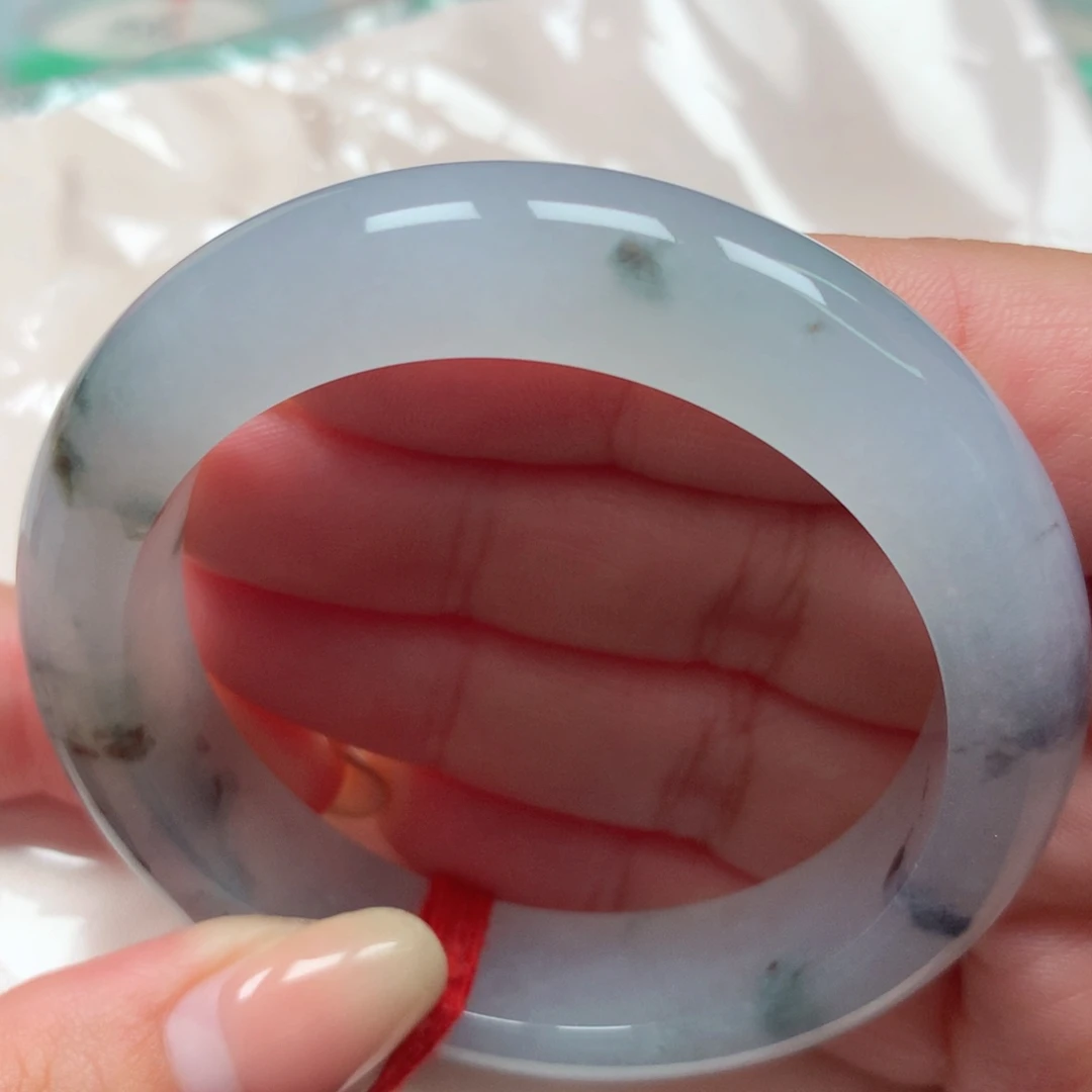 翡翠未镶嵌手镯7冰胶水墨画 胶感十足