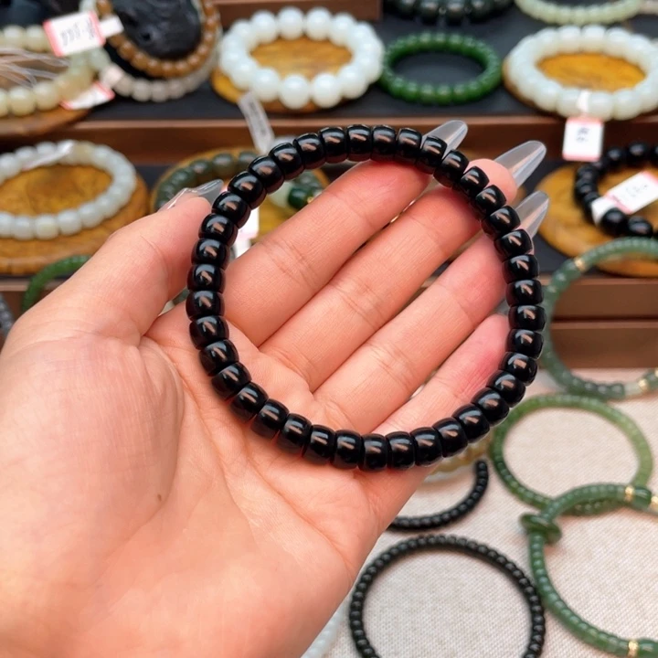 未镶嵌手链和田玉墨黑青黑碧玉8