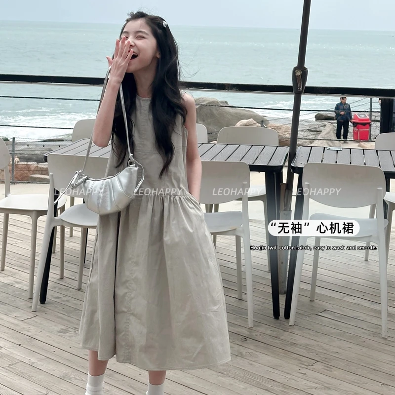 LEOHAPPY【心机裙】棉感斜纹结构线中长款无袖连衣裙