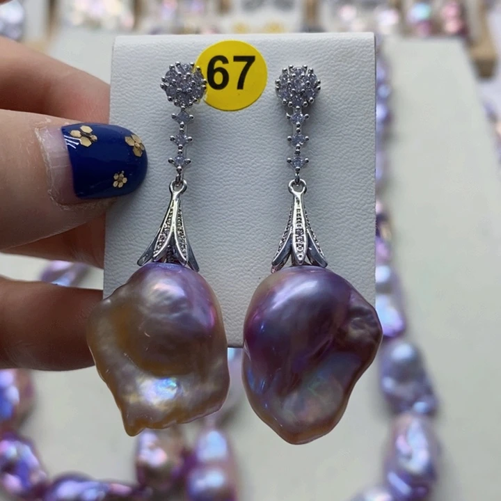 银S925镶嵌耳饰淡水珍珠