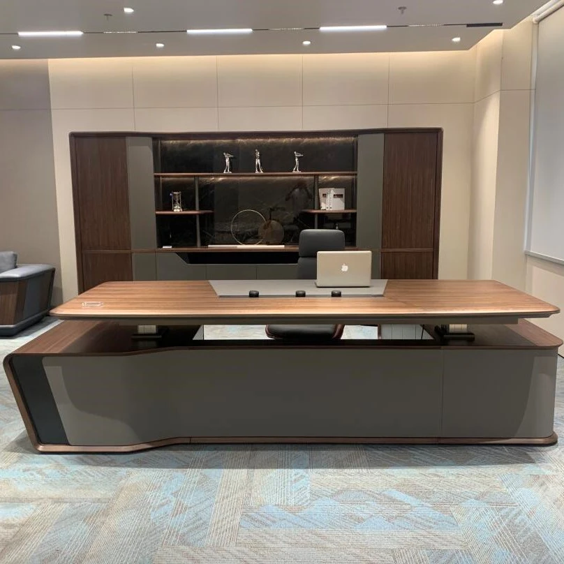 北美黑胡桃白蜡木大班台主管桌新中式高端办公室公司老板办公桌