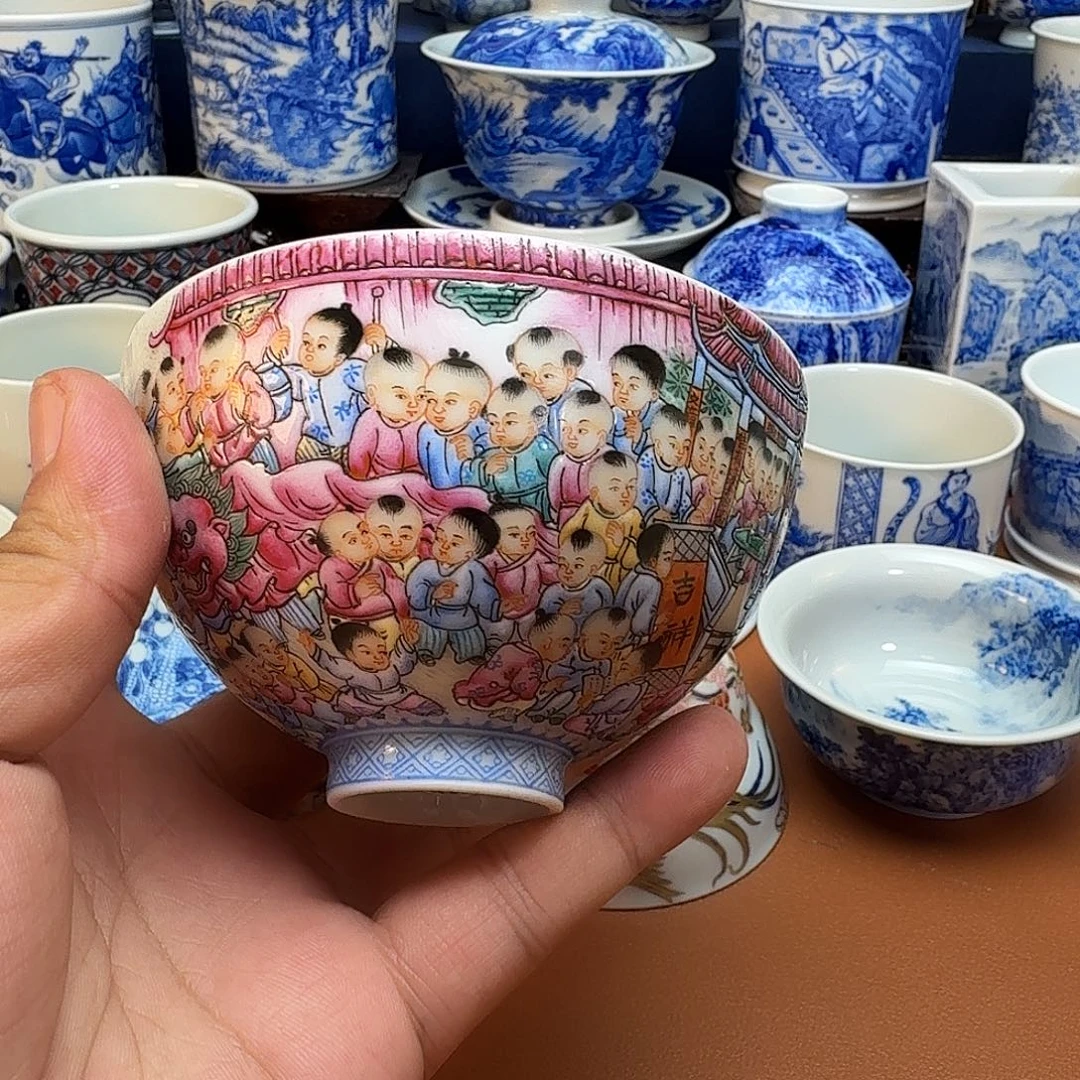 威***穷杯子景德镇全手工手绘陶瓷