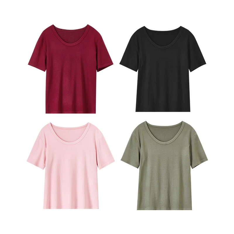 【人手一件】简约基础款圆领落肩纯色超弹柔软短袖T恤87873