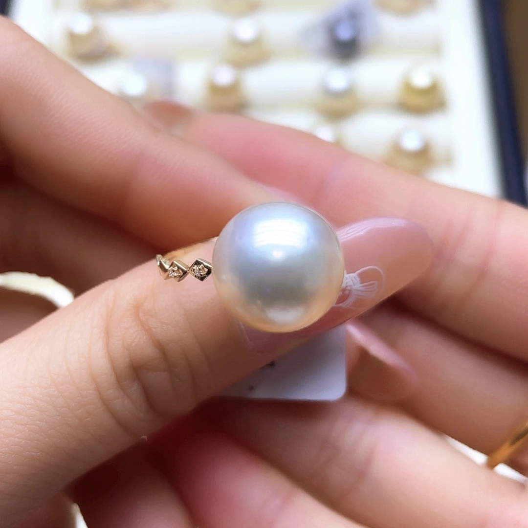 海水珍珠戒指18K金镶嵌