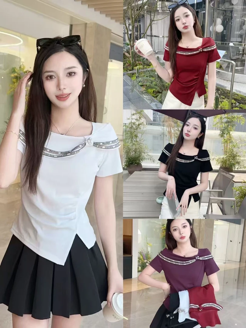 新款刺绣收腰设计显瘦大方百搭上衣677