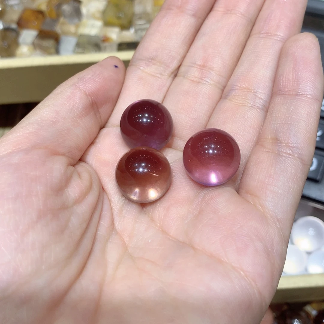 水晶珠宝半成品未镶嵌桃**?打孔不退不换