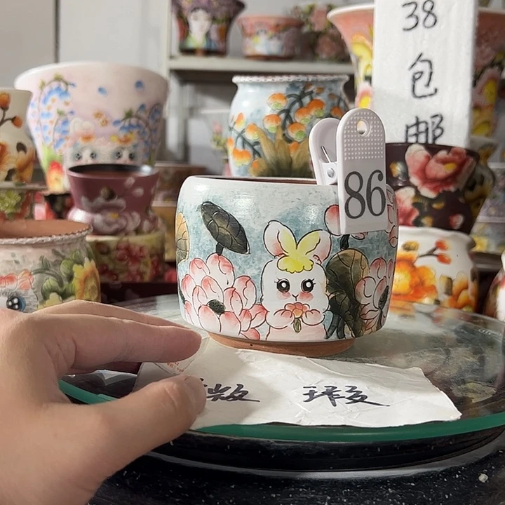 满38包邮 景德镇幸运花盆