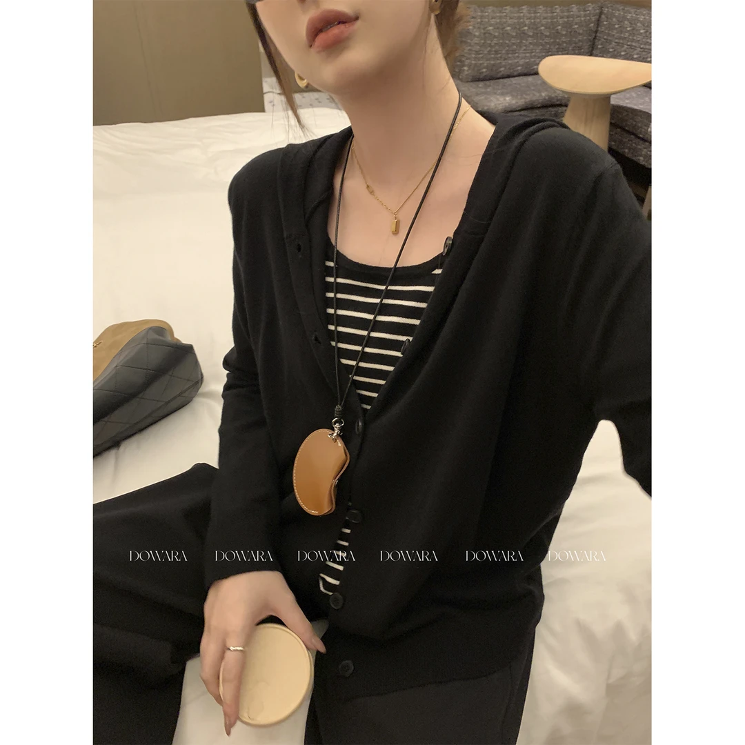 现货大婉酱微胖定制【不费力叠穿】条纹假两件针织衫叠穿上衣1019D