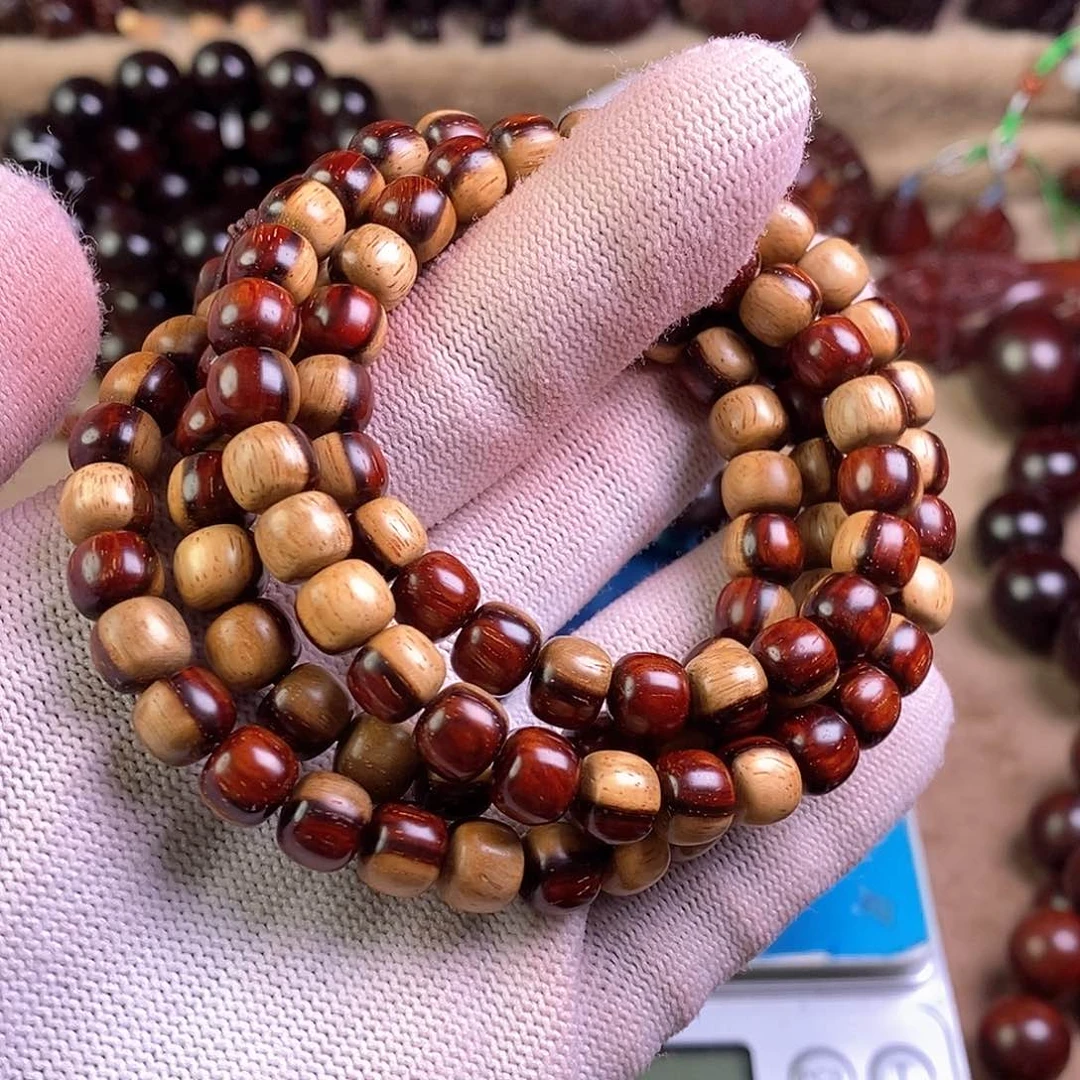 小叶紫檀手串/手链高****帅无胶无蜡7✖️8阴阳珠