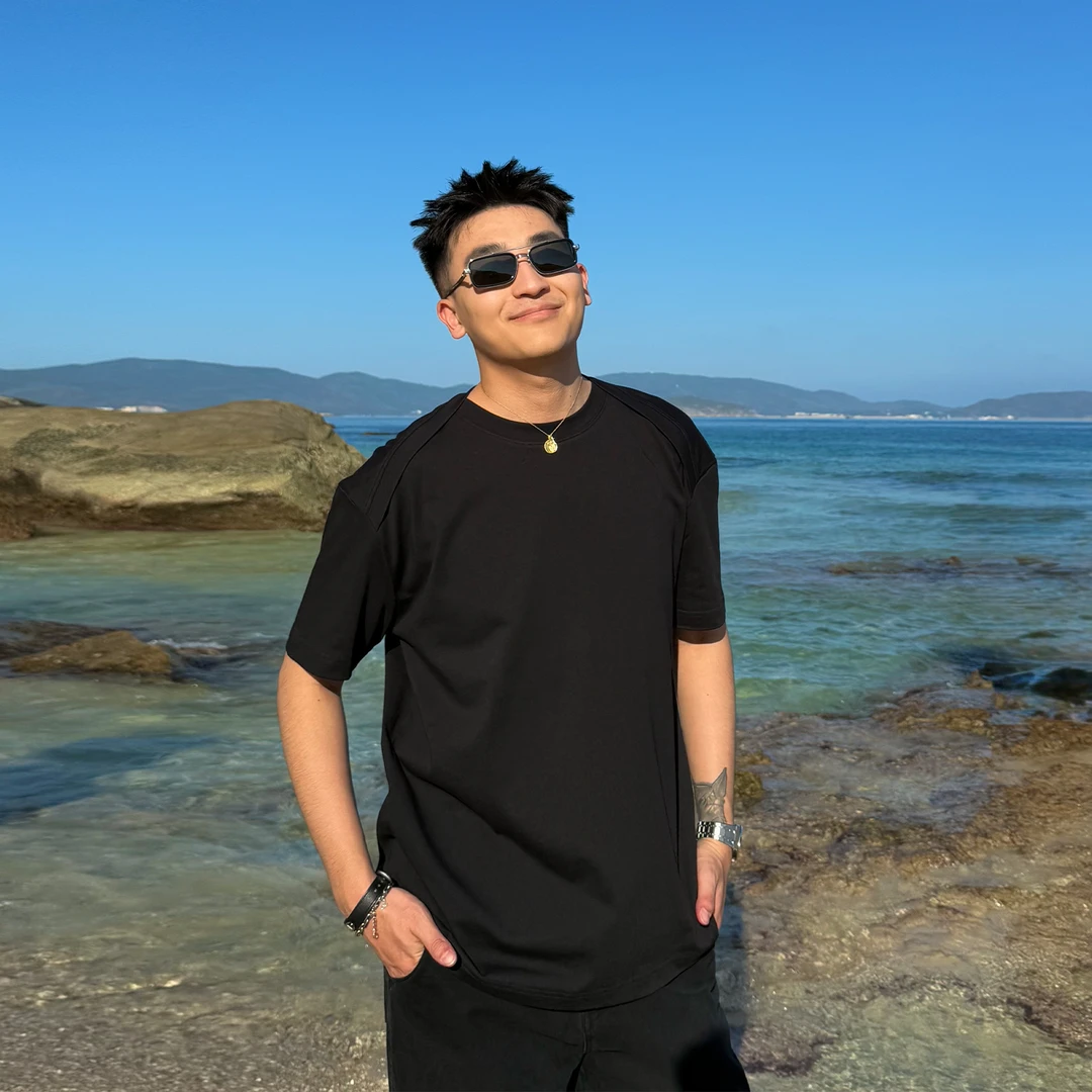 SANBAI 叁佰【连肩T恤】连肩罗纹解构280G纯棉面料短袖T恤