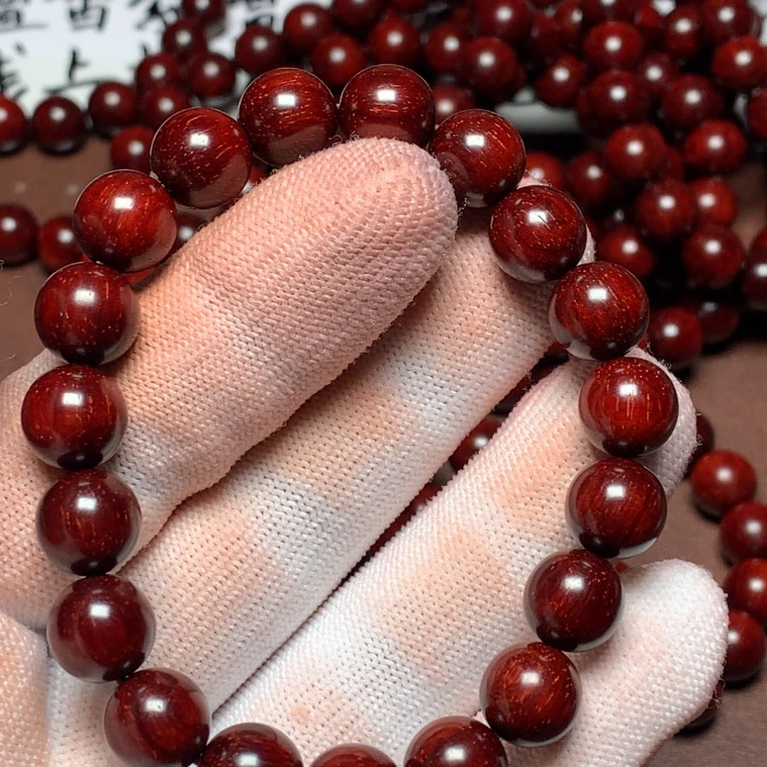 小叶紫檀手串/手链1.0*19颗 龙鳞金星aaaaa无胶无蜡