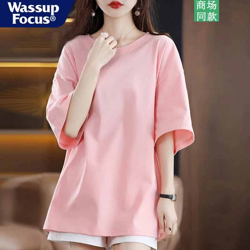 WASSUP FOCUS时尚纯棉短袖女装夏季新款女潮半袖T恤情侣打底上衣