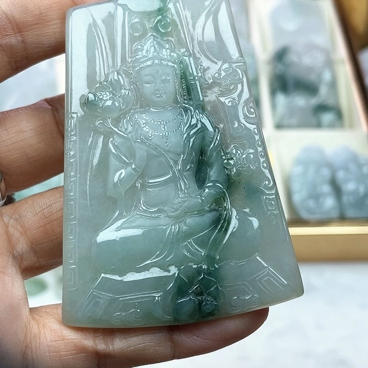 翡翠未镶嵌颈饰@****鱼天然翡翠A货大势至菩萨