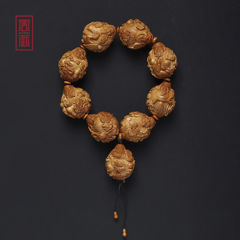 周派春毅核坊九路财神橄榄核手串苏工招财收藏品文玩