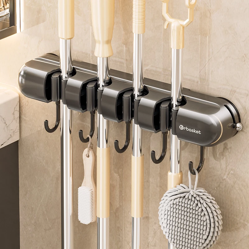 吸盘拖把壁挂夹免打孔强力固定挂钩架卫生间浴室拖布扫把收纳神器