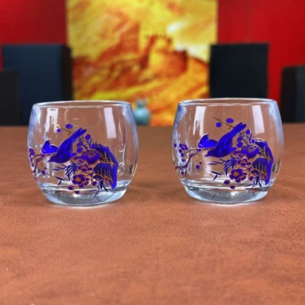 喜上眉梢水晶玻璃变色品茗杯-2773