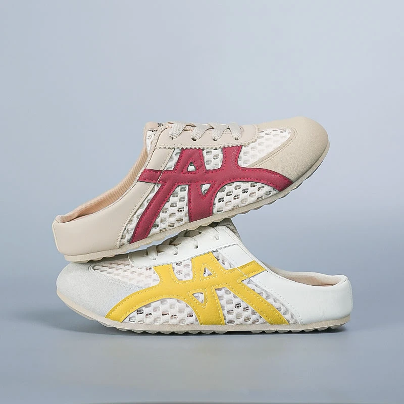 2025新款厚底包头半拖鞋女外穿时尚网面百搭爆款轻便平底德训网鞋