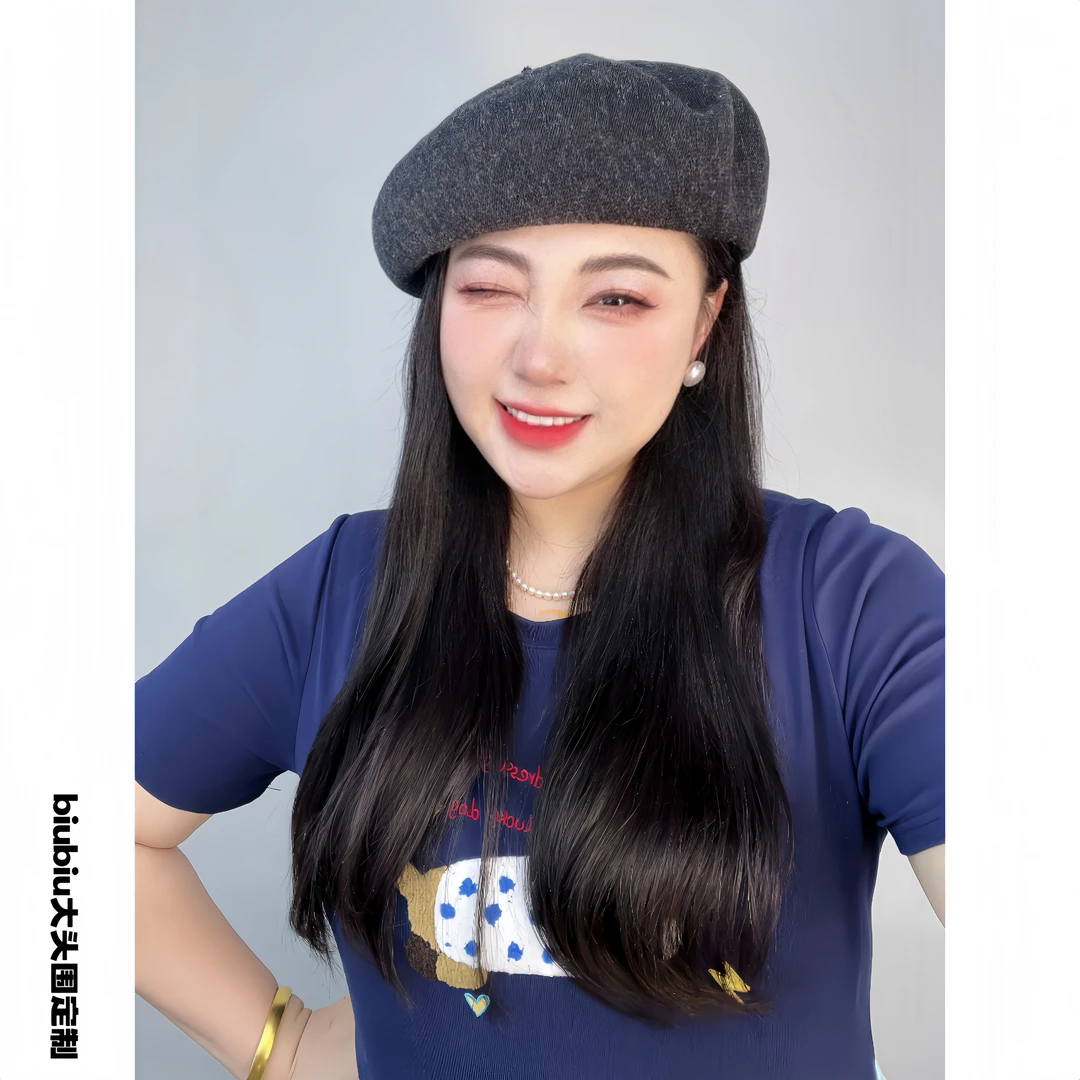 【55cm-65cm】韩国定制大头围“透气亚麻”贝雷帽 显脸小贝雷帽
