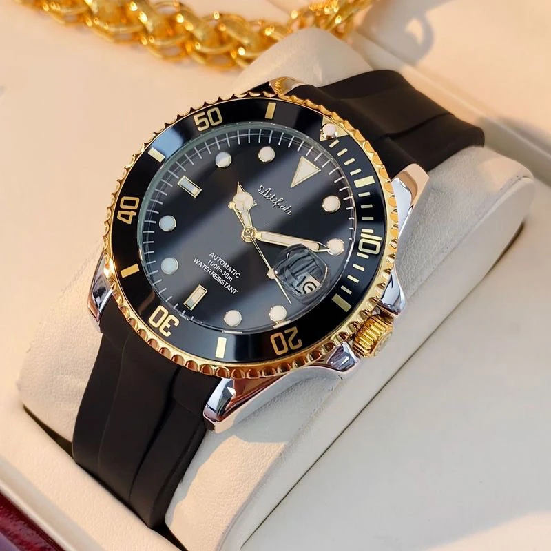 简约时尚间金鬼王胶带手表男士腕表防水夜光日历商务高档男款腕表