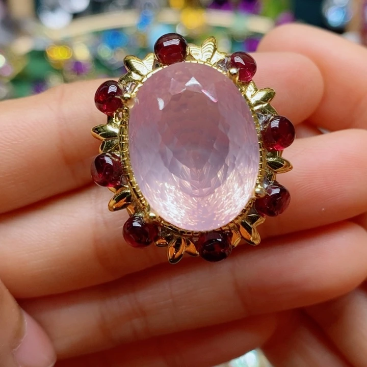 银S925镶嵌戒指水晶天然水晶戒指