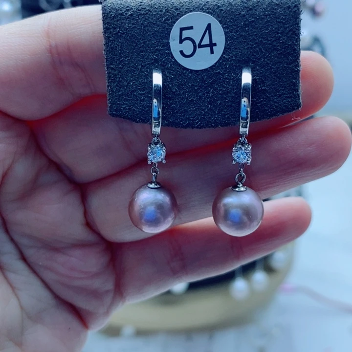 银S925镶嵌淡水珍珠耳饰