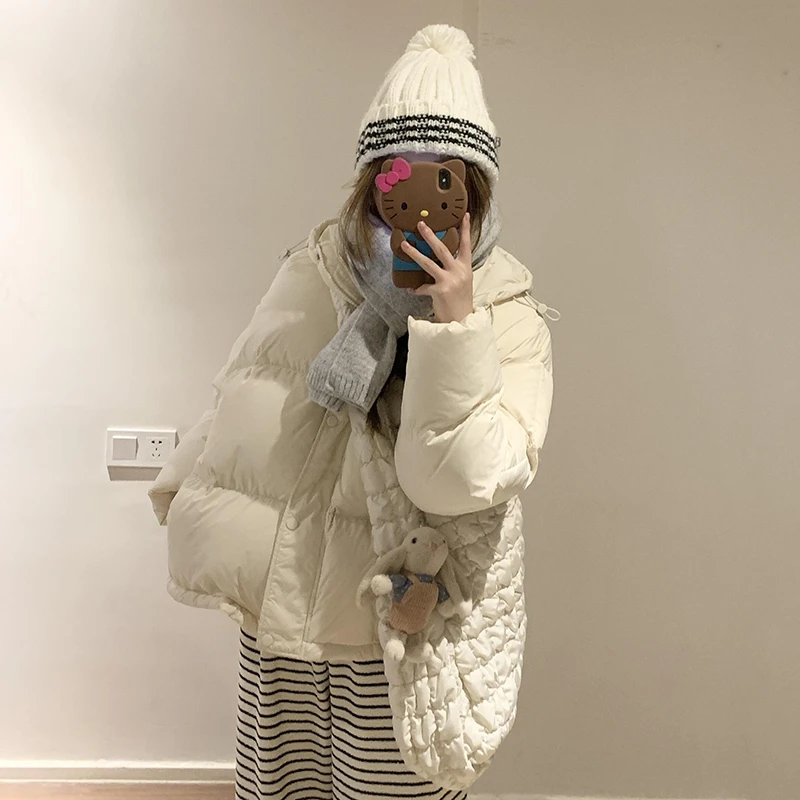 yoewshean/羽媗韩系连帽短款服外套女冬新款面包服加厚小个子保暖