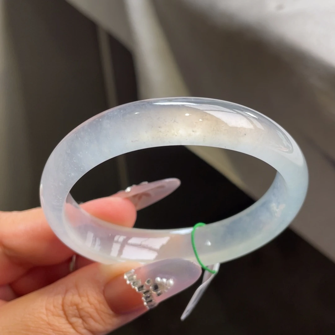 翡翠未镶嵌手镯高冰白月光贵妃手镯【小六二开现询】