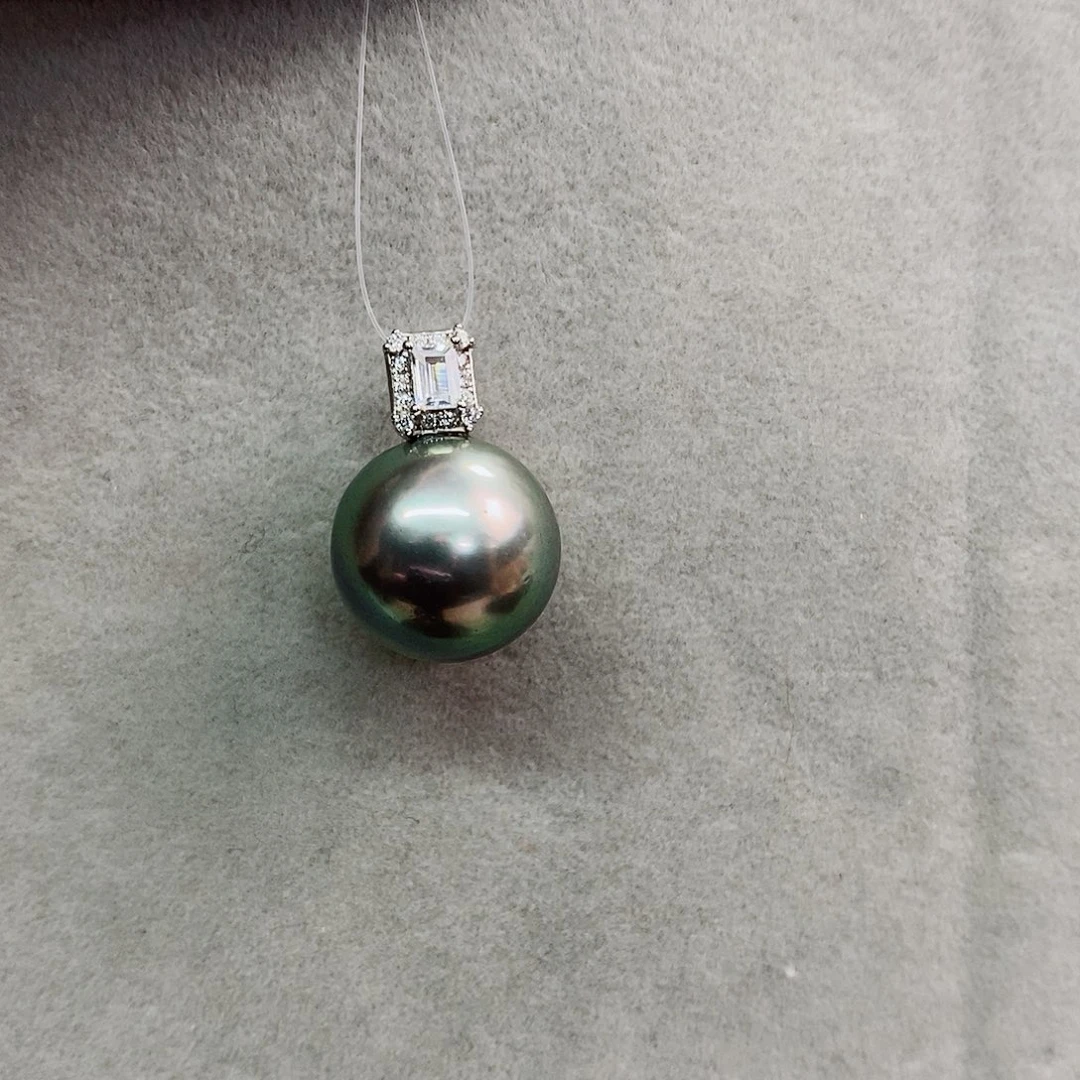 吊坠(不含链)银S925镶嵌海水珍珠13-14