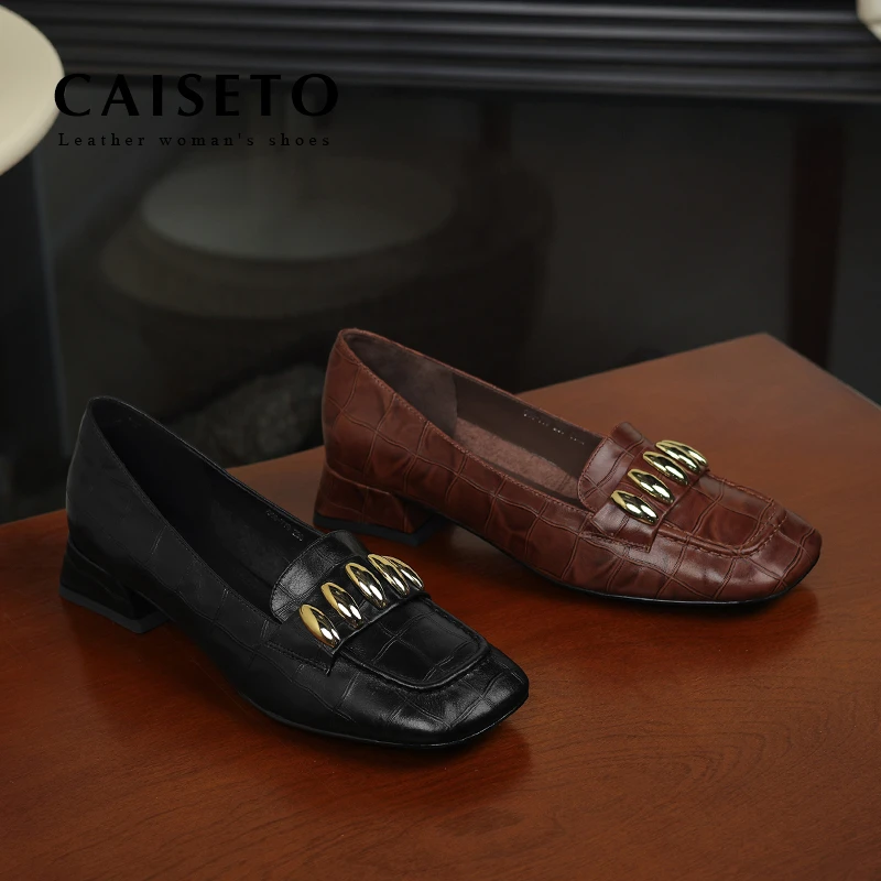 头层牛皮/2024秋季新款英伦风乐福鞋女时尚真皮软底单鞋24D646