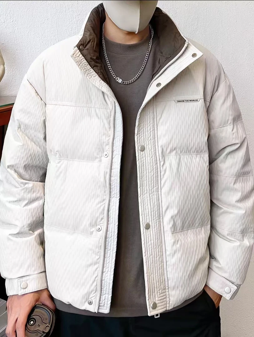 1021防寒男立领PU皮短款冬季潮流休闲保暖厚外套加厚羽丝绒