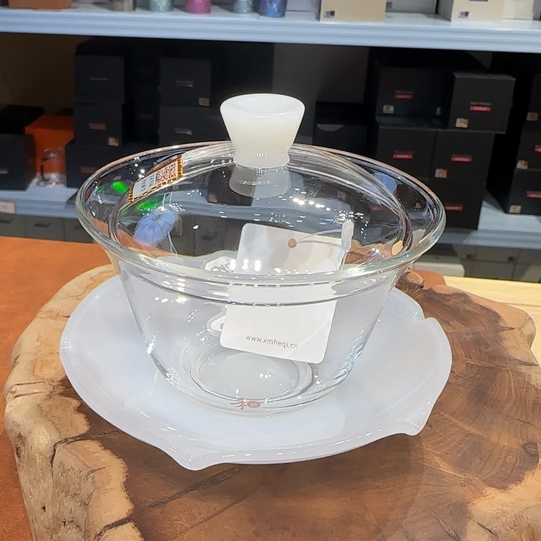 禾器荷叶盖碗白玉色