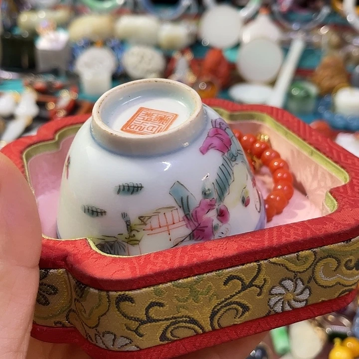 奶***糖青花手绘小主人杯子
