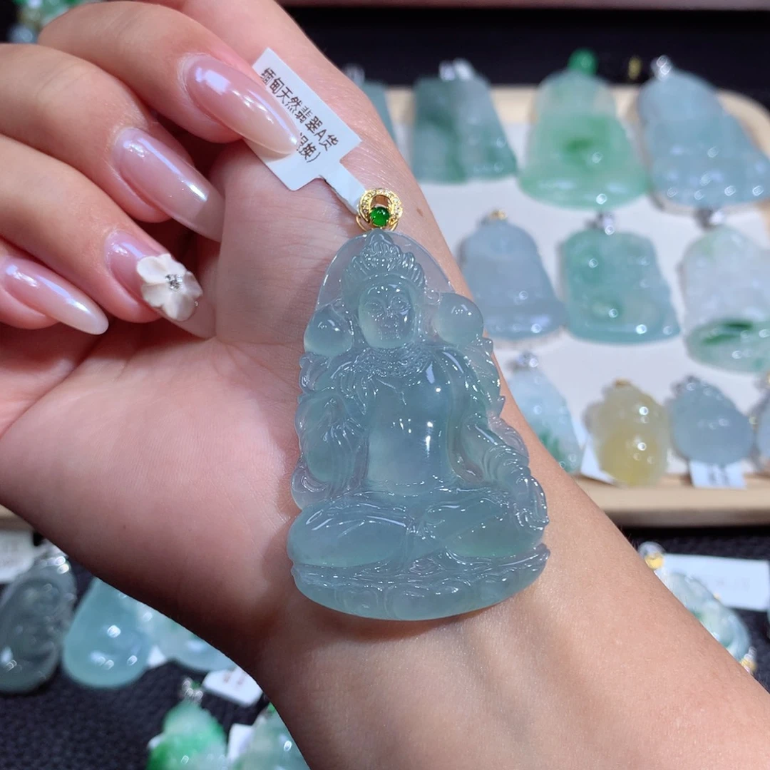 翡翠18K金镶嵌吊坠(不含链)