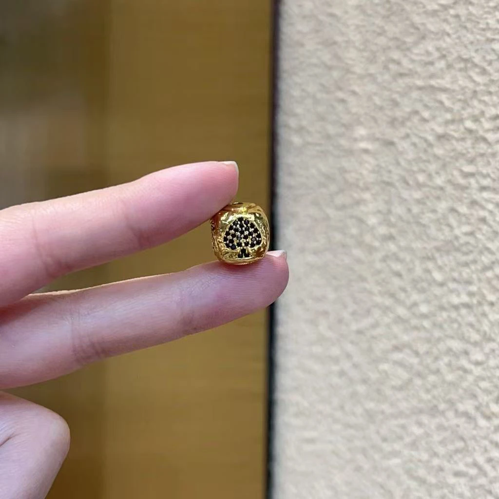 手工串珠DIY纯铜镶钻扑克四面花隔珠腰珠顶珠文玩配饰配件