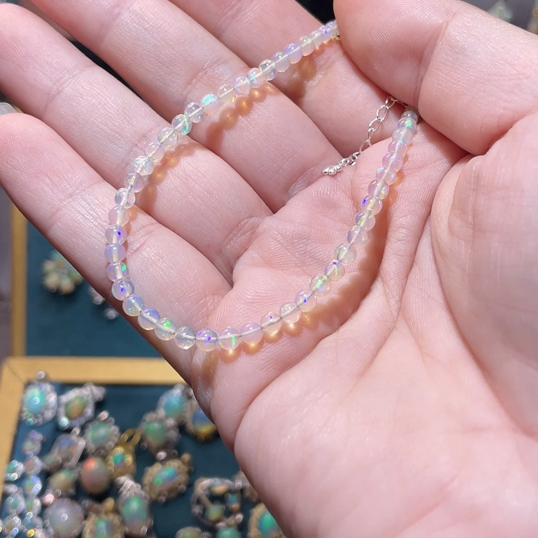 银S925镶嵌欧泊手链）不**姜