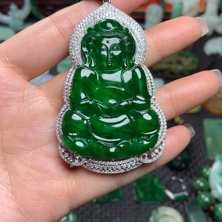 一***唯翡翠18K金镶嵌挂件清