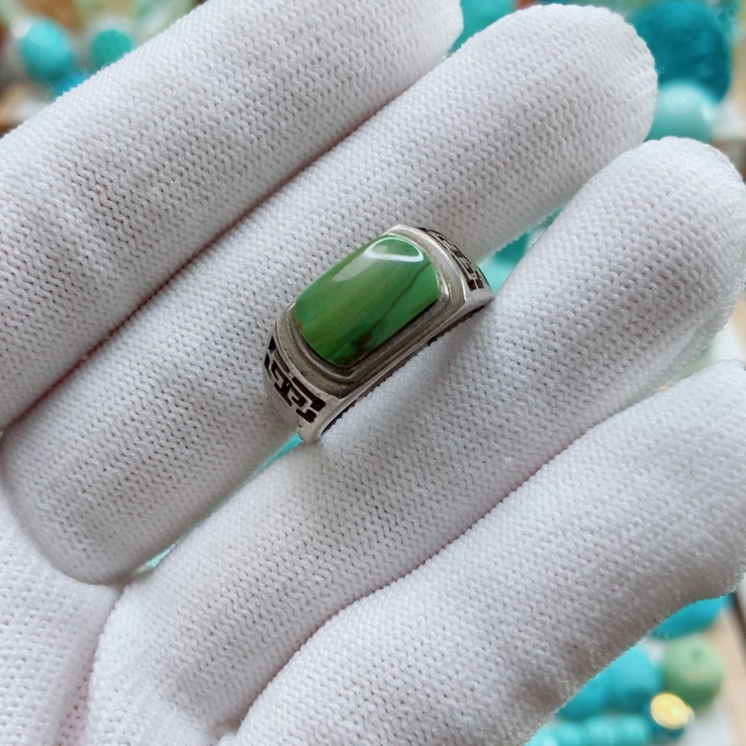 绿松石银S925镶嵌戒指