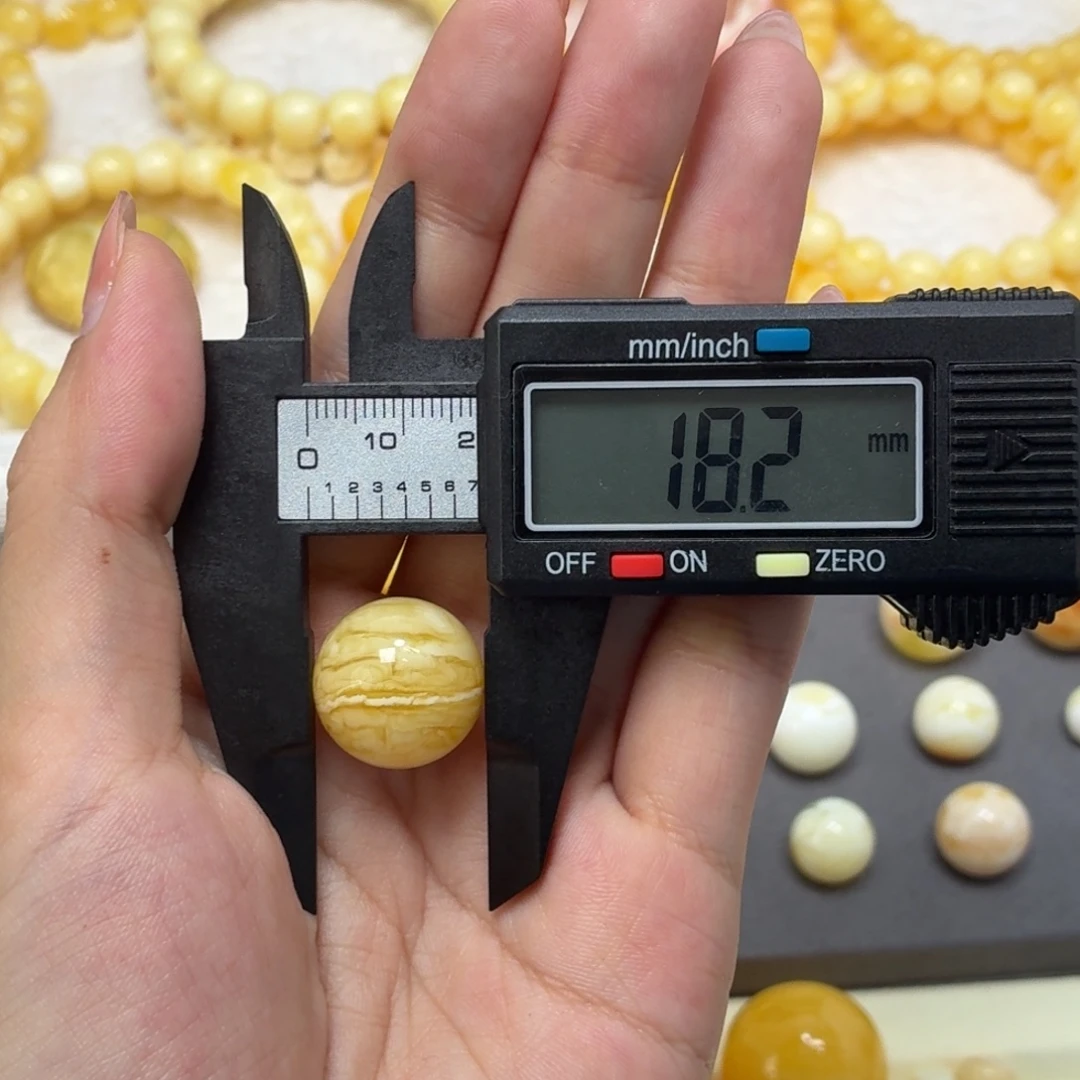 琥珀未镶嵌颈饰俄料千层雪虎皮纹单珠18mm