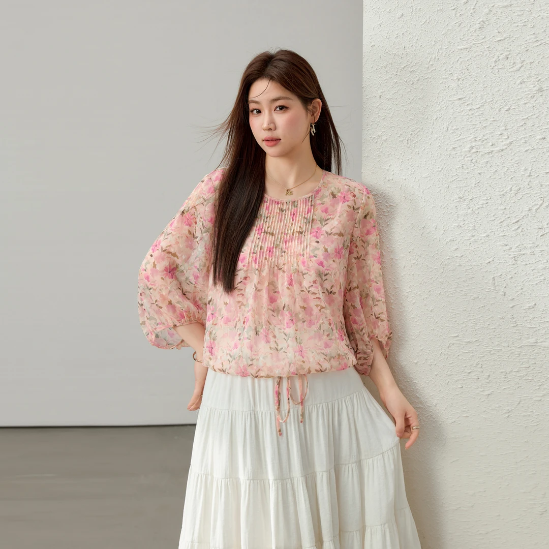 【优雅洋气衬衫】纤莉秀大码女装法式时髦度假风百搭衬衫QK1876