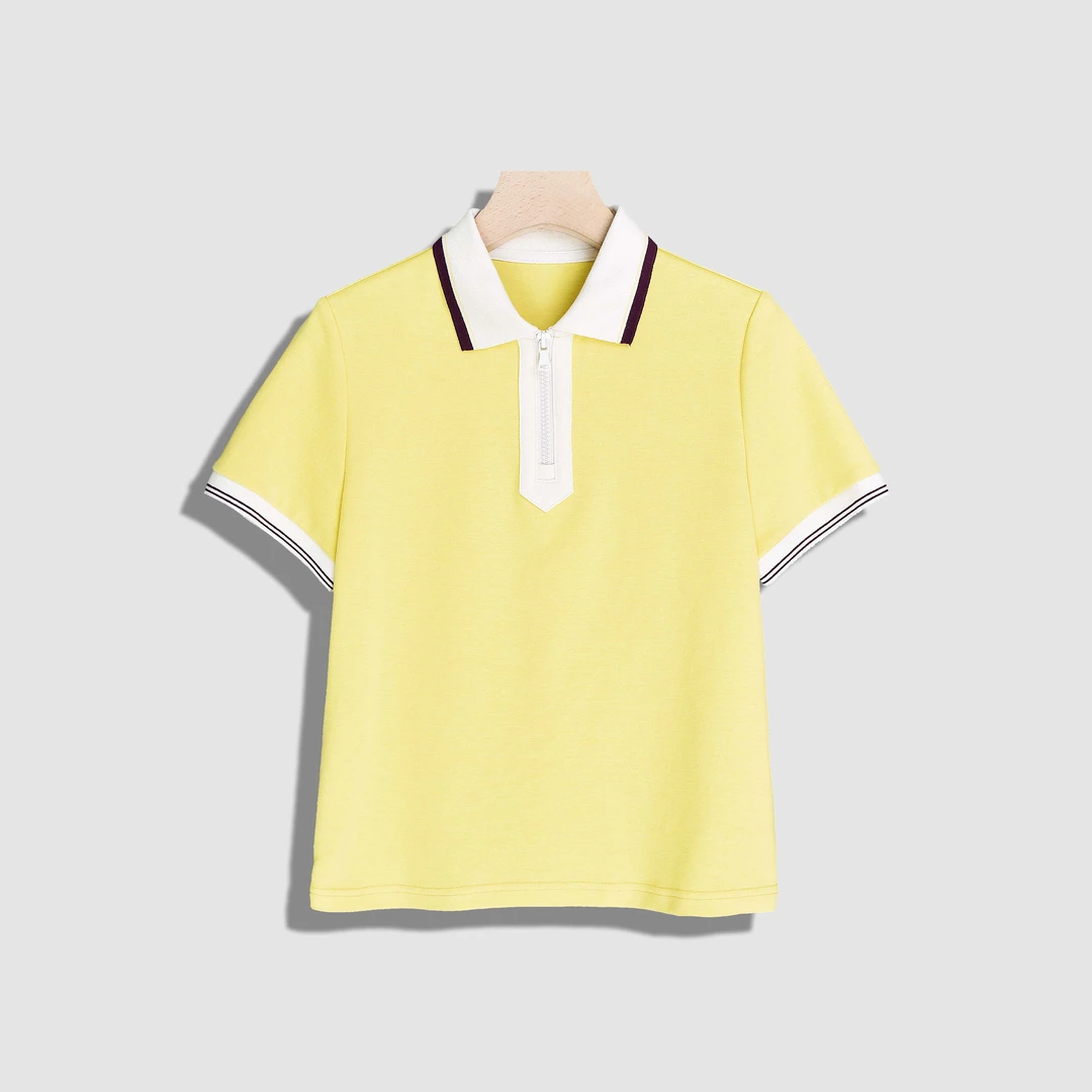 【蕊蕊】撞色Polo领显瘦百搭休闲短袖-Y17868