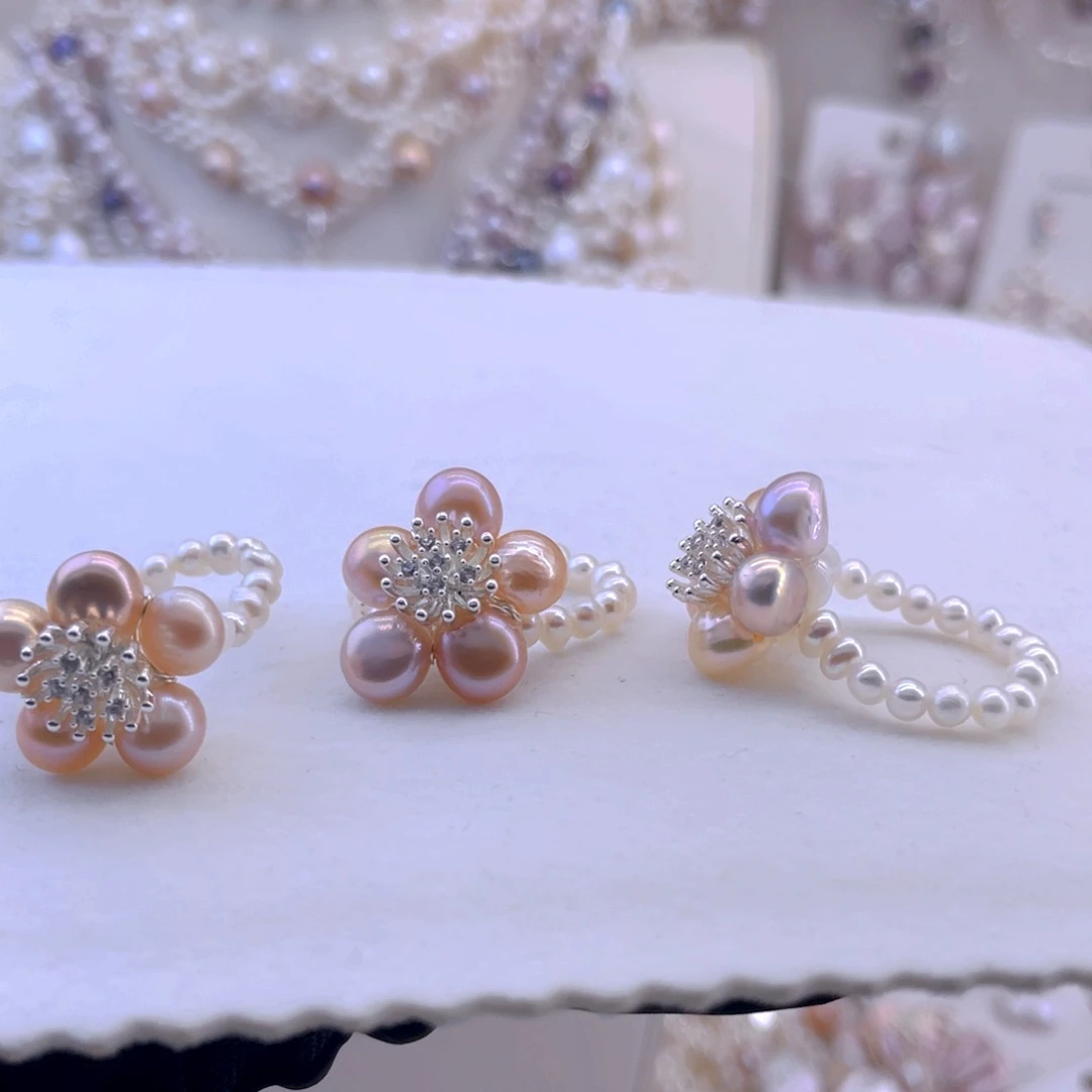 未镶嵌耳饰淡水珍珠戒指