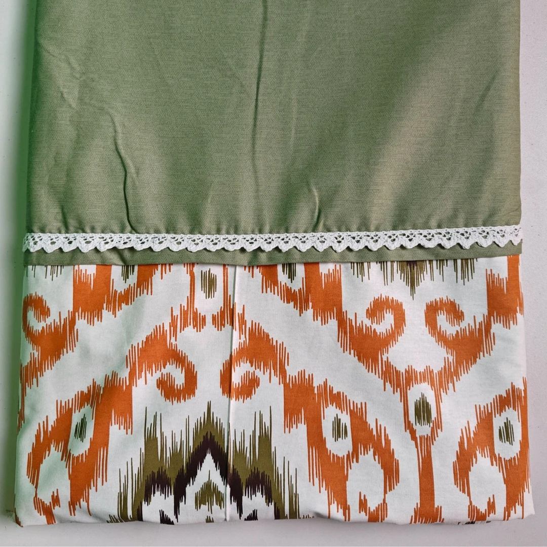 uzhanam 床上三件套双层绿色双面印花